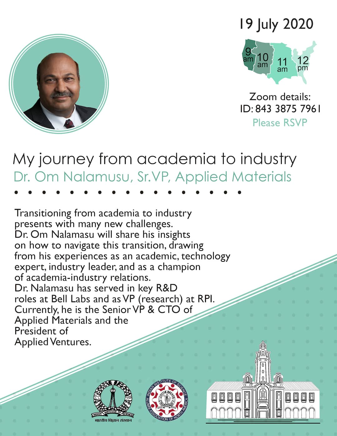 “My Journey from Academia to Industry” – Dr. Om Nalamusu, Sr. VP, Applied Materials