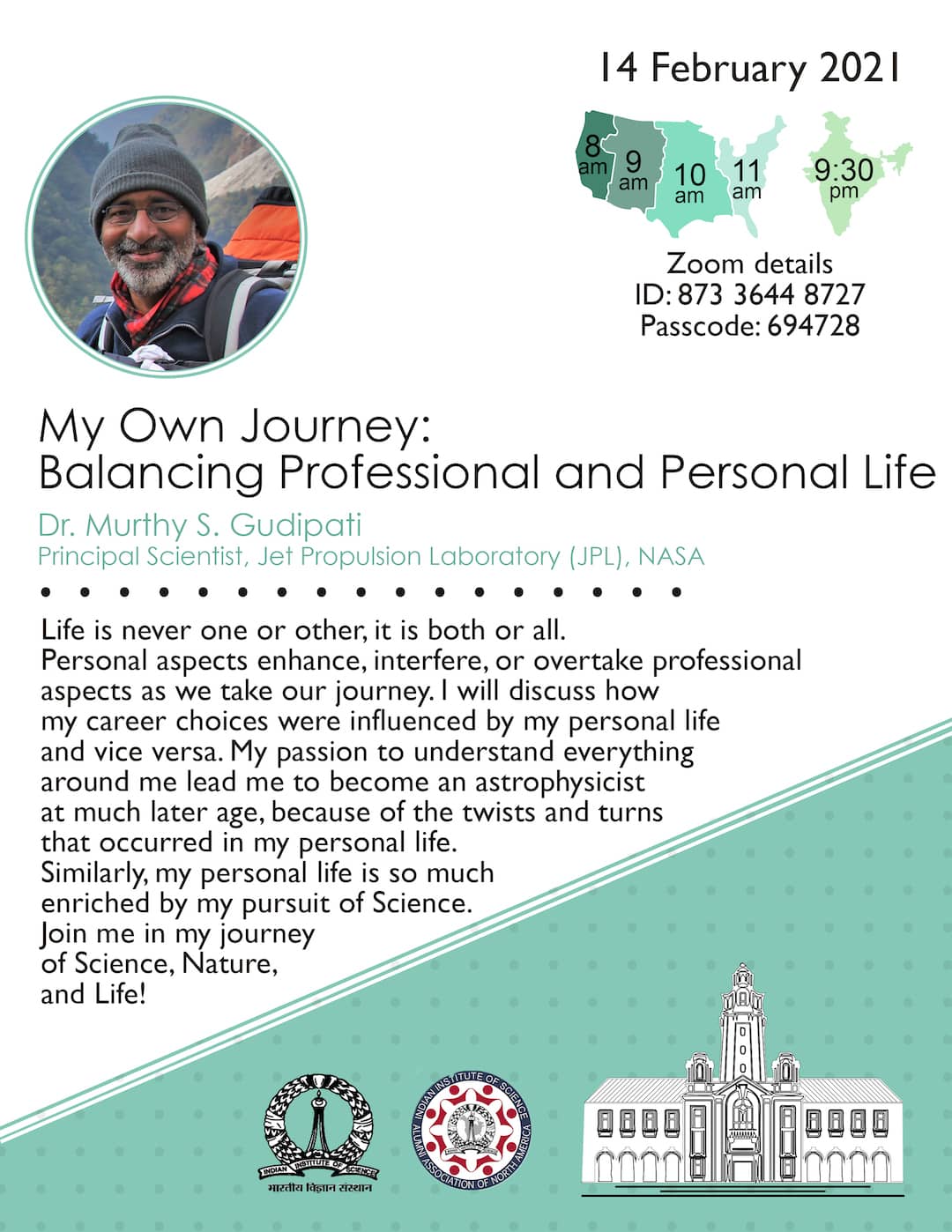 “My Own Journey: Balancing Professional and Personal Life” – Dr. Murthy S. Gudipati