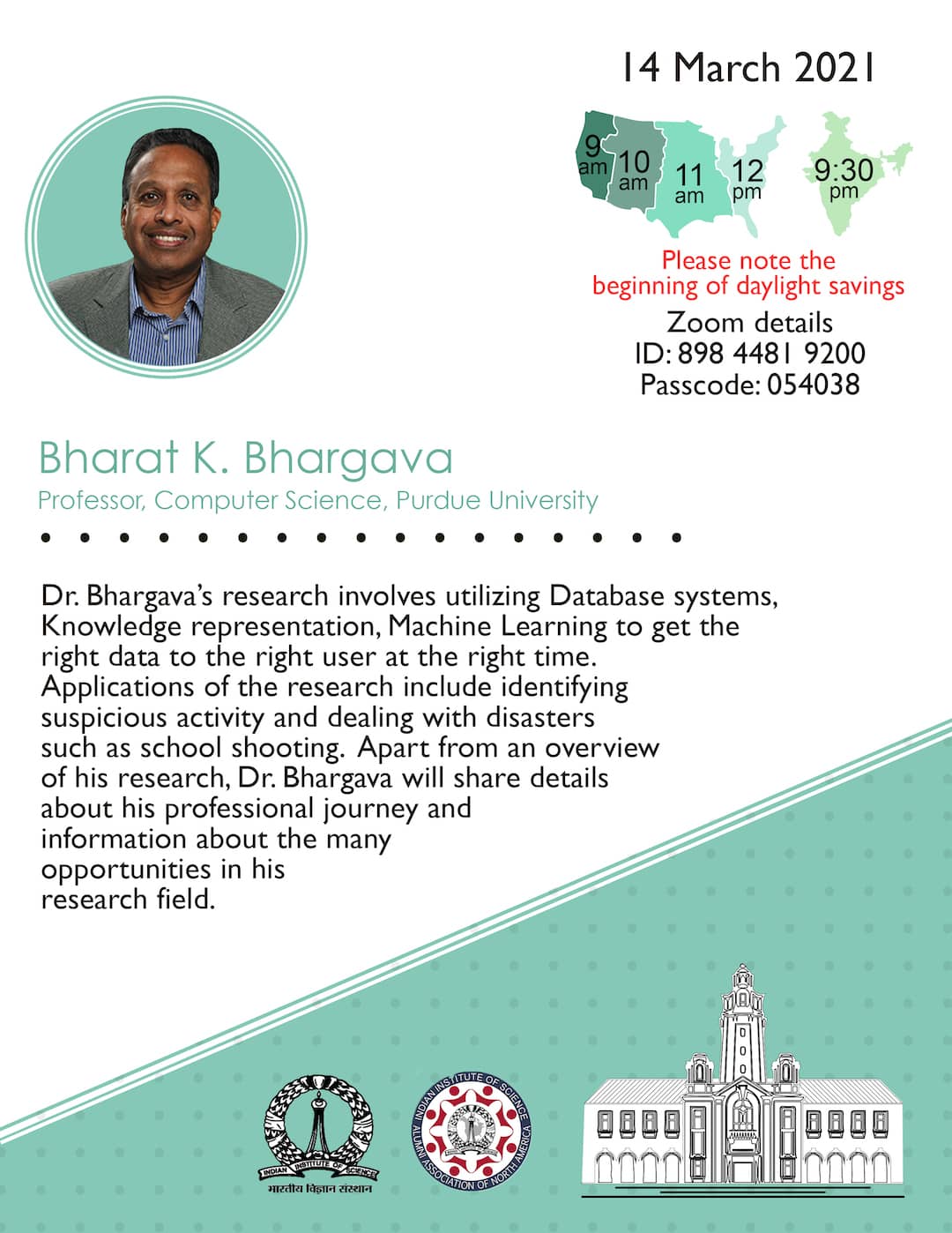 Dr. Bhargava IIScAANA Seminar Flyer